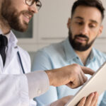 Man discussing testosterone replacement therapy for men during a medical consultation